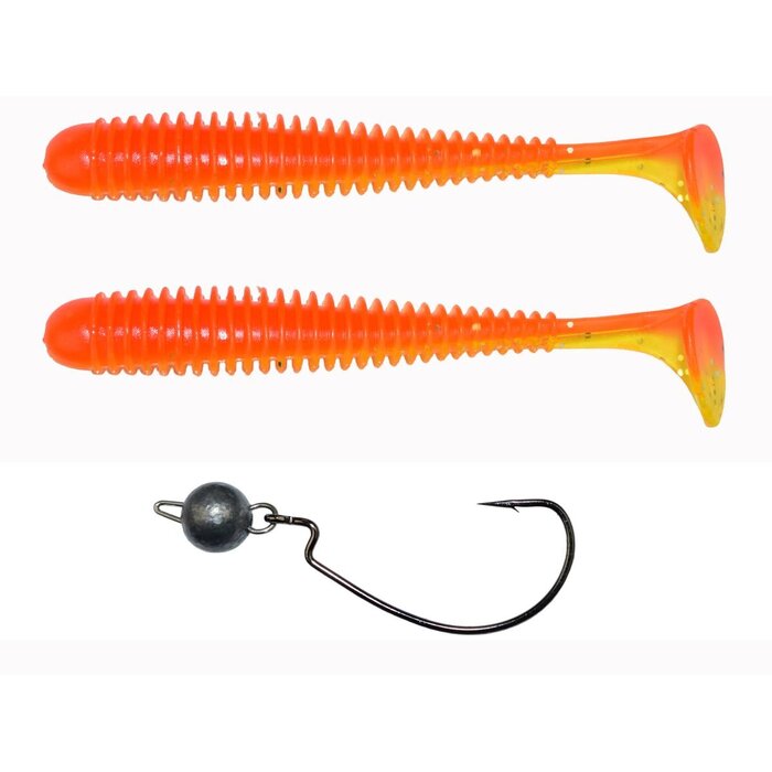 Lft Bottom Jig Vibration Worm 2 Shads +1 Jighead 9 cm 5 gram #1/0