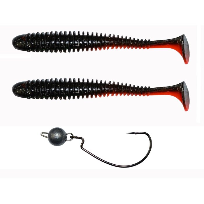 Lft Bottom Jig Vibration Worm 2 Shads +1 Jighead 9 cm 5 gram #1/0