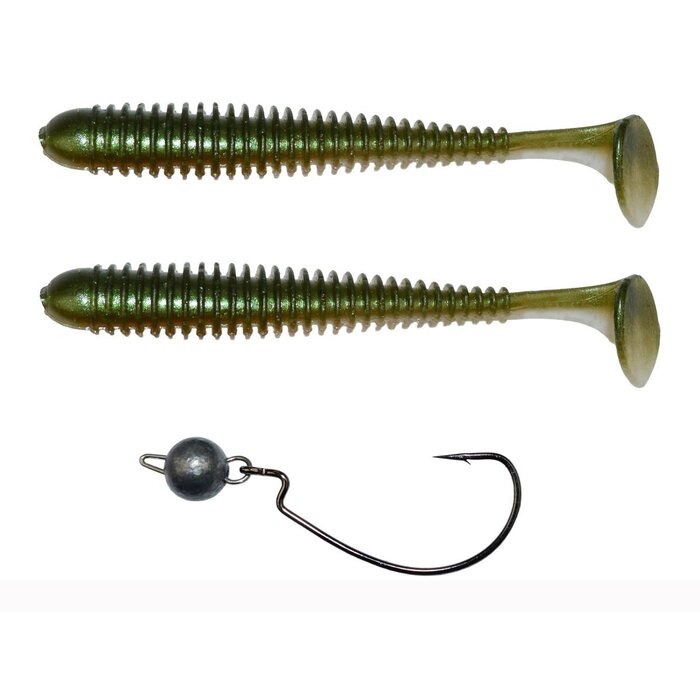 Lft Bottom Jig Vibration Worm 2 Shads +1 Jighead 9 cm 5 gram #1/0