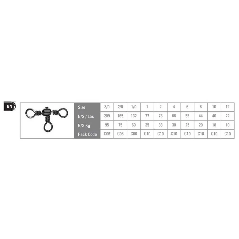 Mustad Black Three Way Cross Swivel P/10