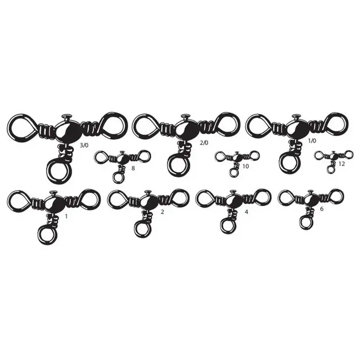 Mustad Black Three Way Cross Swivel P/10