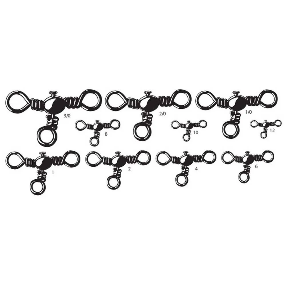 Mustad Black Three Way Cross Swivel P/10