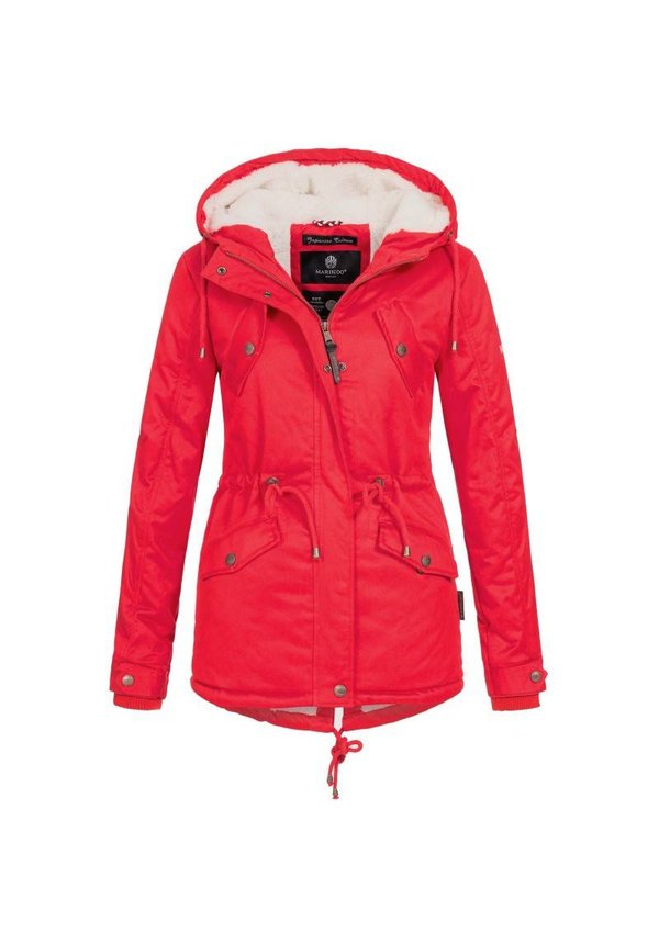 blauwe winterjas met capuchon dames