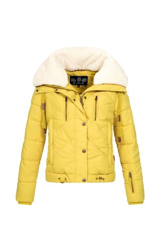 Marikoo Navahoo Damen Winterjacke kurz mit modische Schnüre gelb Marikoo Navahoo Damen Winterjacke kurz mit modische Schnüre gelb