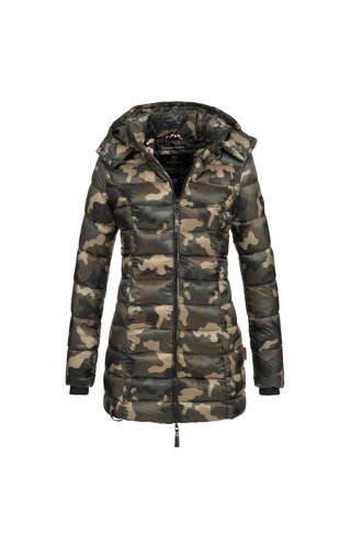 Marikoo Marikoo dames gewatteerde jas met capuchon ocean camouflage Marikoo Marikoo dames gewatteerde jas met capuchon ocean camouflage