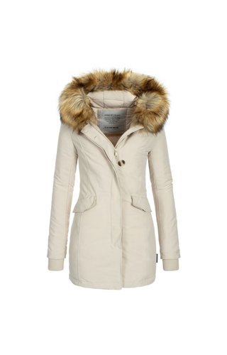 Modegram Modegram Damen Parka Winterjacke mit Pelzkrage beige Modegram Modegram Damen Parka Winterjacke mit Pelzkrage beige