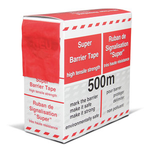 Technotape Afzetlint HDPE 35µ Rood-Wit 80mm x 500m