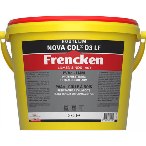 Frencken Houtlijm Nova Col D3 LF 250 g / 750 g / 2,5 kg / 10 kg / 25 kg Frencken Frencken Houtlijm Nova Col D3 LF 250 g / 750 g / 2,5 kg / 10 kg / 25 kg
