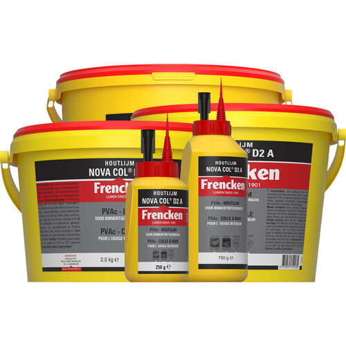 Frencken Houtlijm Nova Col D2 A 250 g / 750 g / 2,5 kg / 10 kg / 25 kg Frencken Frencken Houtlijm Nova Col D2 A 250 g / 750 g / 2,5 kg / 10 kg / 25 kg
