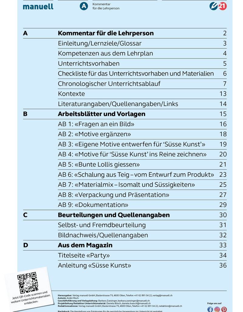 manuell Unterrichtsmaterial Süsse Kunst Zyklus 2/als digitales Produkt