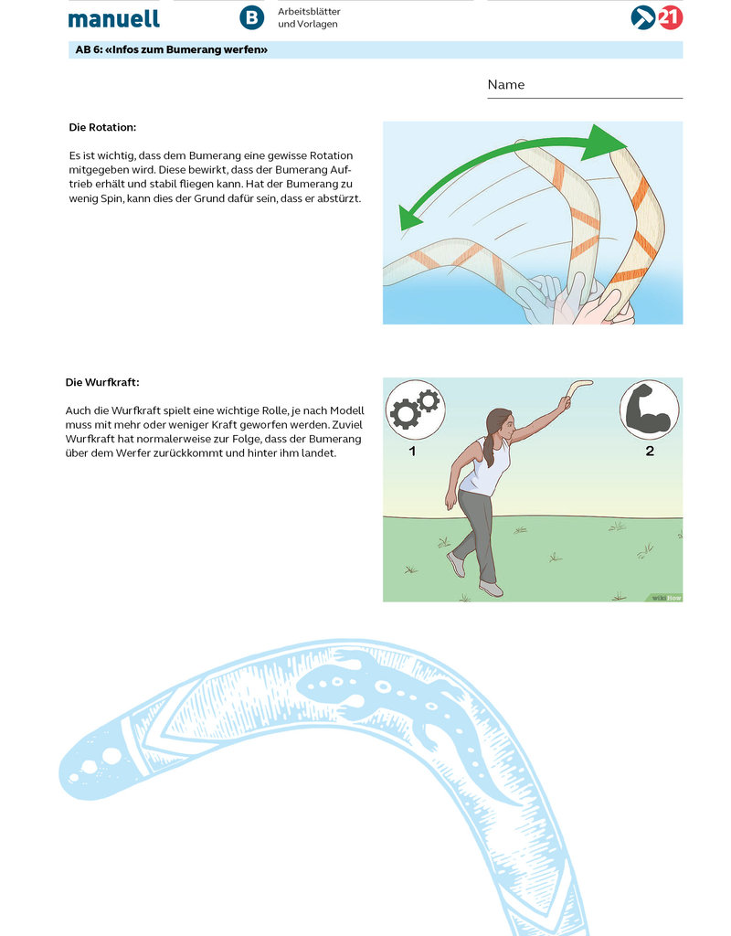 manuell Unterrichtsmaterial Bumerang Zyklus 2/3 als digitales Produkt