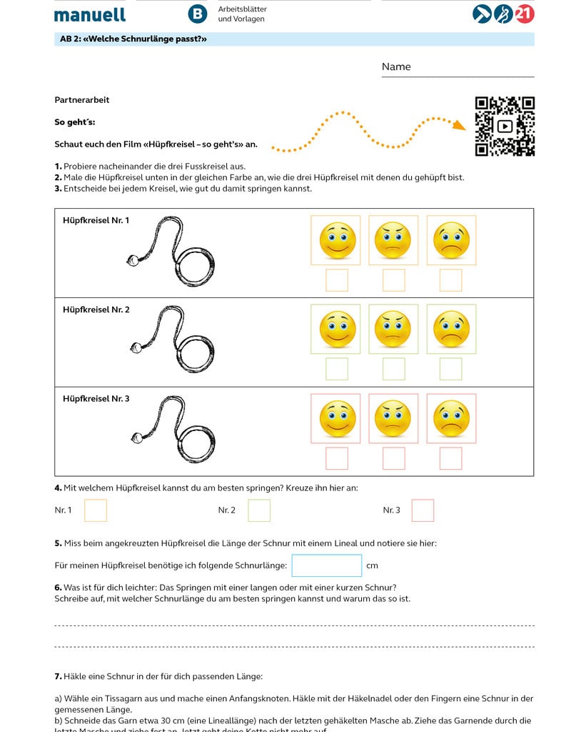 manuell Unterrichtsmaterial Hüpfkreisel Zyklus 1/2 als digitales Produkt