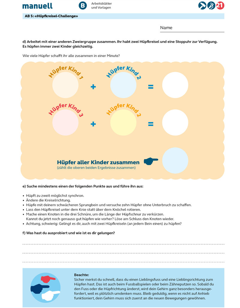 manuell Unterrichtsmaterial Hüpfkreisel Zyklus 1/2 als digitales Produkt
