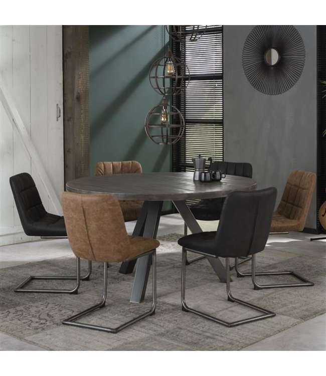 Verrassend Ronde eettafel Vancouver industrieel Ø120 cm driepoot leem - DIMEHOUSE ER-47