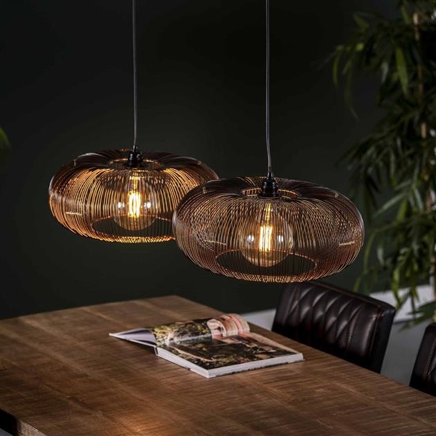 Industriële hanglamp Jill 2-lichts bruin | Mega deal -