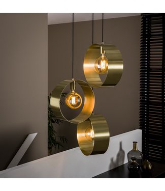 Industriële hanglamp Golden metaal goud 3-lichts getrapt
