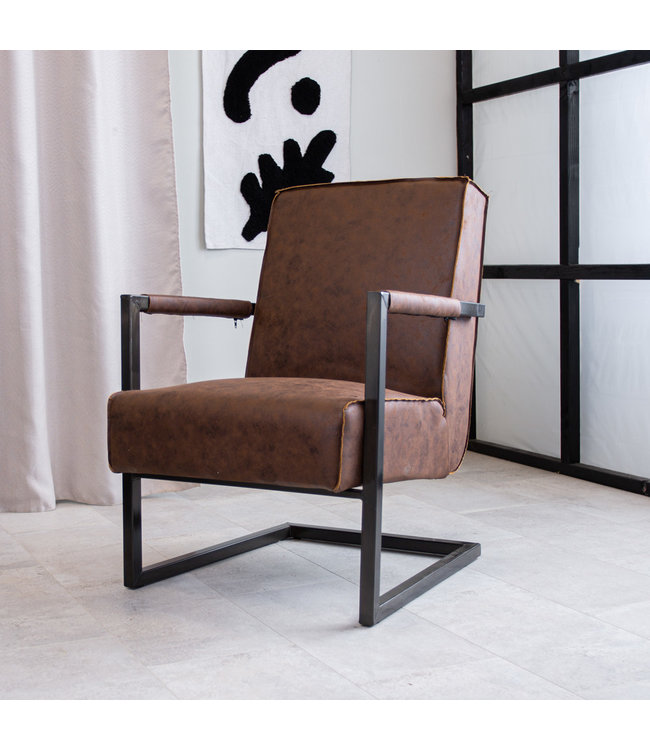 Industriële fauteuil bruin Tiger - DIMEHOUSE