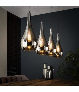 Industriële hanglamp Mex 4-lichts glas