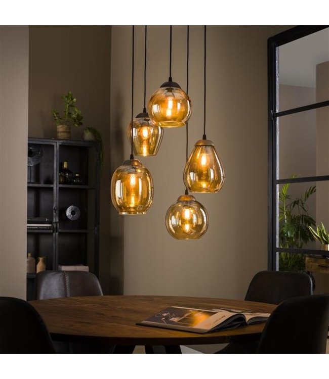 Prematuur Inloggegevens Kanon Hanglamp industrieel gemixt Mickey 5-lichts goud | Mega deal - DIMEHOUSE