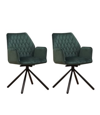 Dimehouse Set van 2 eetkamerstoelen Novan velvet groen