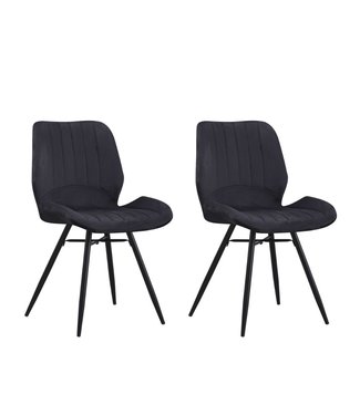 Dimehouse Set van 2 eetkamerstoelen Beau velvet zwart