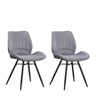 Dimehouse Set van 2 eetkamerstoelen Beau velvet antraciet