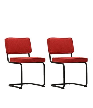 Dimehouse Set van 2 eetkamerstoelen industrieel Remo rood