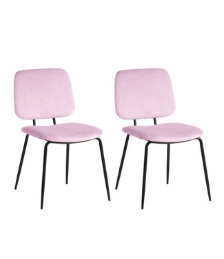 Set van 2 eetkamerstoelen Jerry velvet roze