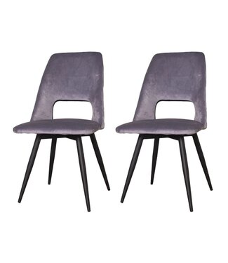 Dimehouse Set van 2 eetkamerstoelen draaibaar Mila velvet grijs