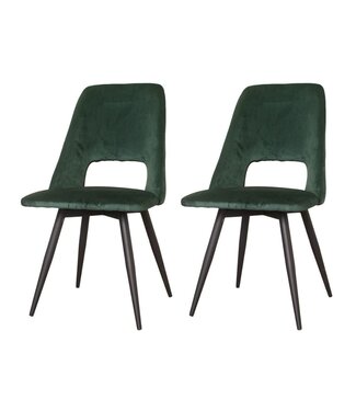 Dimehouse Set van 2 eetkamerstoelen draaibaar Mila velvet donker groen