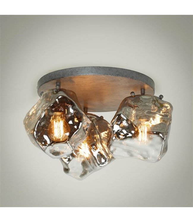 acuut Bonus Beide Plafondlamp Rocks chrome glas | STUNTPRIJS - DIMEHOUSE