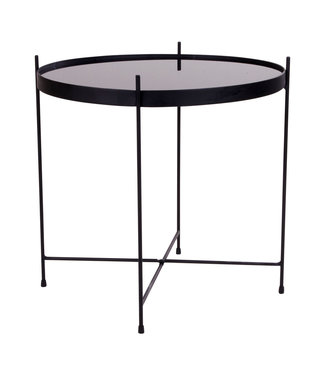 Ronde bijzettafel June zwart glas Ø48 cm