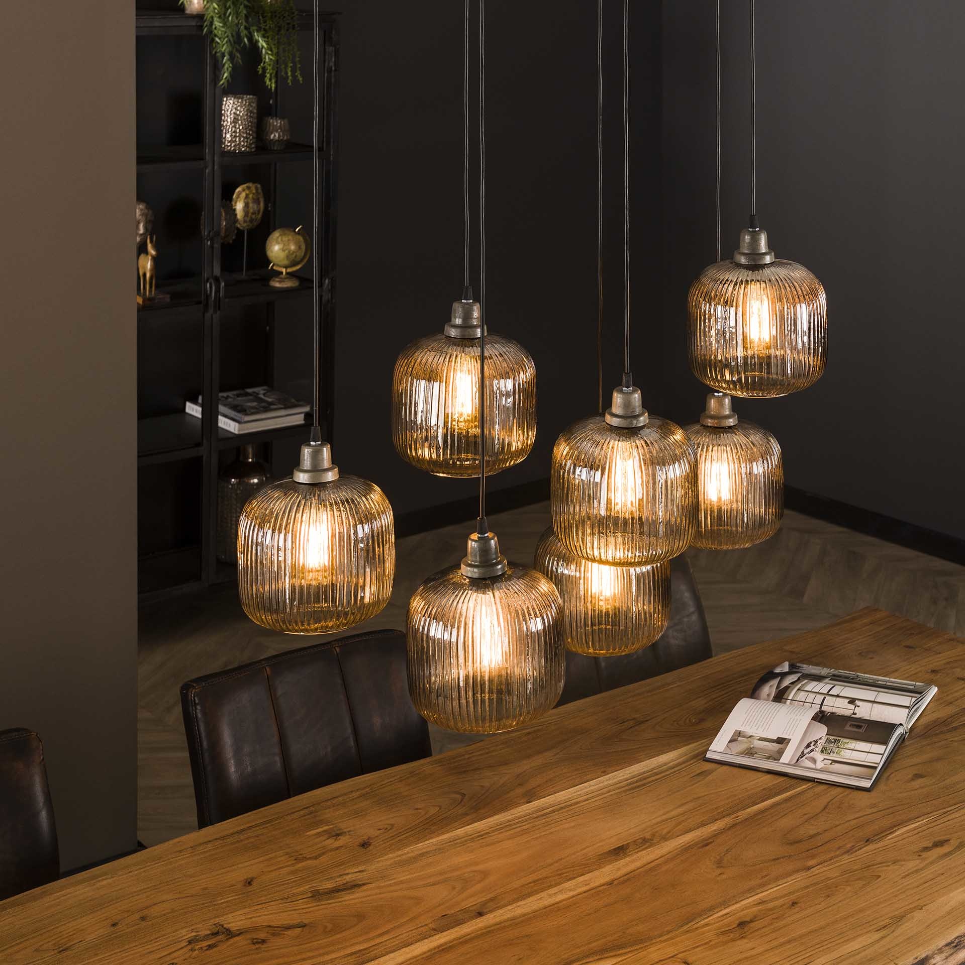 Industriële hanglamp Kenza glas 7-lichts | Gratis verzending DIMEHOUSE
