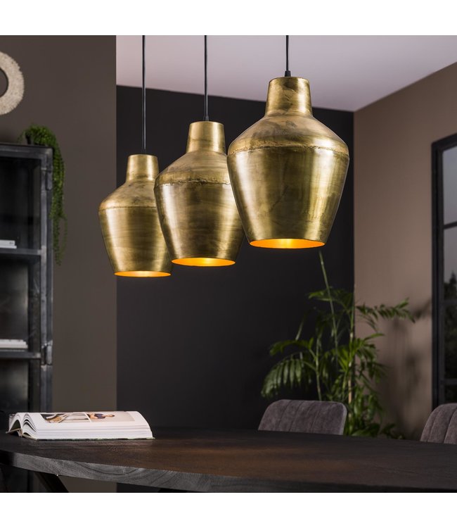 Discriminerend smaak Carrière Gouden hanglamp Evy 3-lichts metaal | Gratis retourneren - DIMEHOUSE