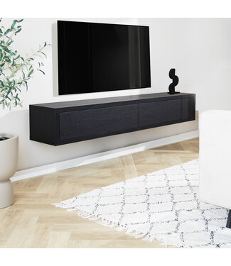 Dimehouse Zwevend tv-meubel 2-deurs Bernie zwart 200x30x35 cm