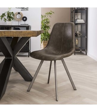 Set van 4 industriële eetkamerstoelen Benjie taupe kunstleer