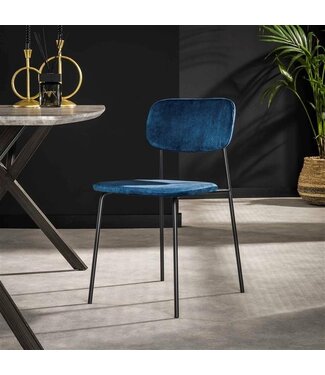 Set van 4 eetkamerstoelen Maurice velvet blauw