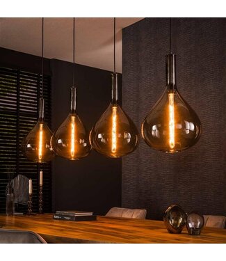 Industriële hanglamp Karen 4-lichts smokey glas