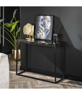 Sidetable Minette teakhout rechthoekig zwart goud