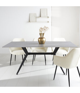 Dimehouse Eettafel Grace 190x90 cm marmerlook grijs