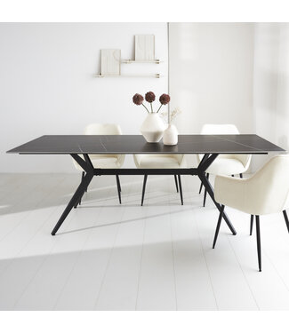 Eettafel Grace 230x100 cm marmerlook zwart