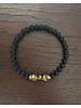 Onyx  | matt - schwarz |  6 mm  | Skulls - vergoldet