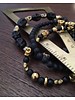 Onyx  | matt - schwarz |  6 mm  | Skulls - vergoldet
