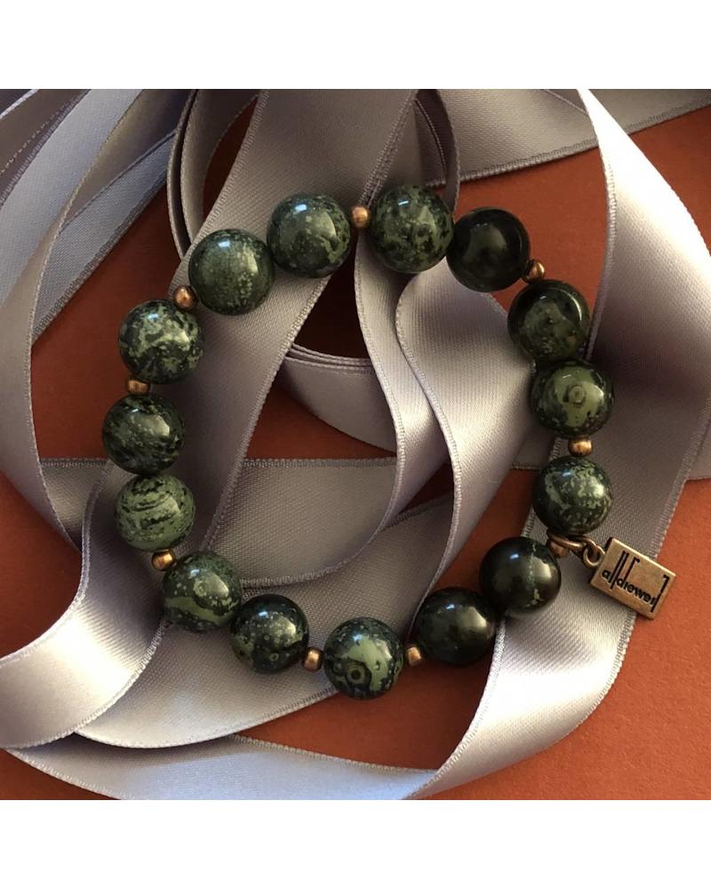 Alldieweil Rainforest Jasper - 10 mm - dark green / black - round