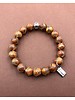 Agate - 10 mm - round beads - dark orange & brown  - Tibetan silver ball