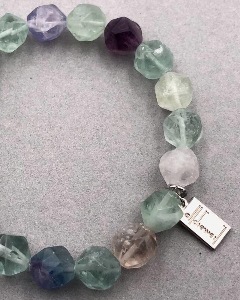 Fluorite - diamond-faceted - 9,5x9  mm