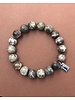 Agate - 10 mm - round beads - brown & beige - Tibetan silver ball