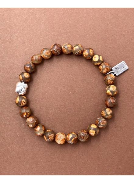 Tibetische Dzi-Perlen - Steine des Himmels - 8 mm - orange/braun