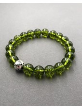 Leuchtend grün: Peridot - 10 mm - rund  - Tibet-Sterling-Silber-Kugel