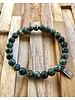 African turquoise - 8 mm - round - black silver ball